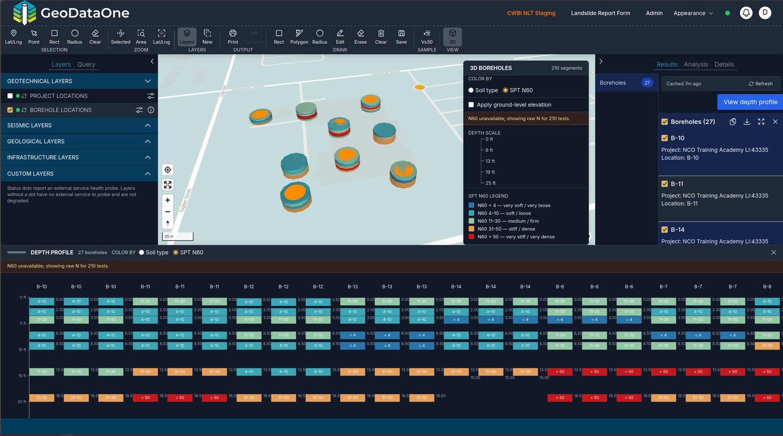 Example view of the GeoDataOne platform interface